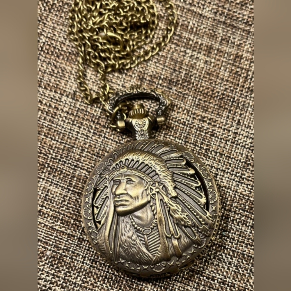 New Native American quartz pocket watch.  Choose color